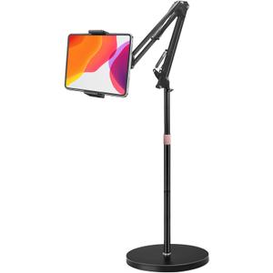 Tablet Floor Stand, Overhead Bed Phone Stand with 8.8 lb Super Stable Base & Angle/Height Adjustable, Compatible with 4.5''-13'' iPhone, iPad Pro 12.9, Galaxy Tab, Kindle, Phones