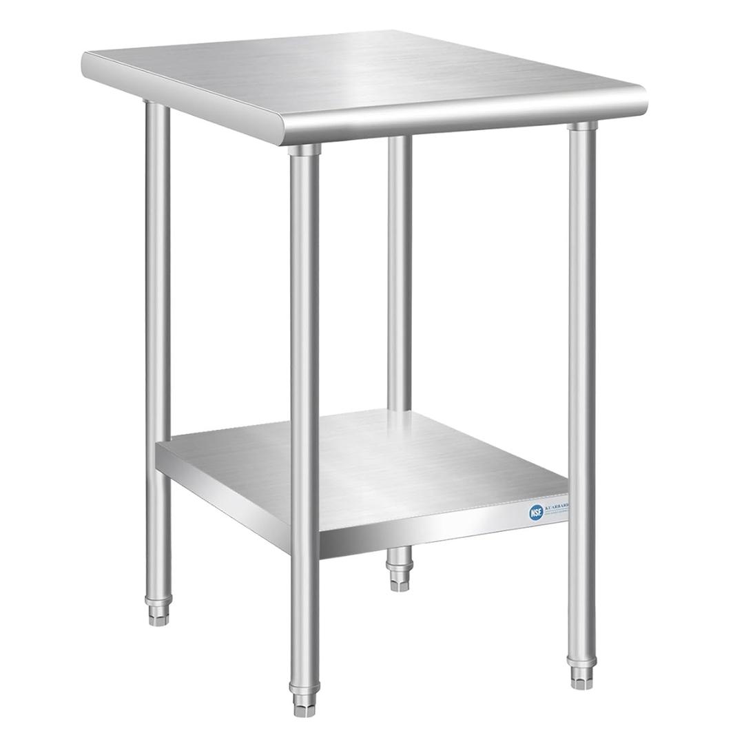 KUARBARR Stainless Steel Table 24 x 18 Inch, Commercial Stainless Steel Prep Table, NSF Metal Kitchen Prep Table for Restaurant Garage Storage