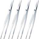 Yaomiao 4 Packs Bar Tweezers Long Garnish Tongs Bar Tweezers Stainless Steel Korean Bbq Tongs for Bartender Cocktail Cooking Food(Silver,10 Inch)