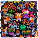 2 x 100pcs Neon Sports Theme Waterproof Vinyl Stickers - Football Soccer Baseball Basketball Decor & Party Favors Gifts for Laptop, Water Bottle, Skateboard