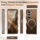 [Magnetic Stand & Wave Frame] Case for Samsung Galaxy Z Fold 5 [Fit for MagSafe] [Military Drop Protective] Not Yellowing Translucent Z Fold 5 Phone Ring Cover for Women Men 7.6" Desert Gold