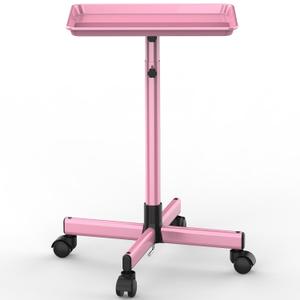TASALON Rolling Salon Service Cart with Tray Top, Height Adjustable, Aluminum Rolling Tray Trolley for Salon Essentials, Adjustable Height for Hairstylist Tray 10 PCS Disposable Salon Tray Cover, Pink