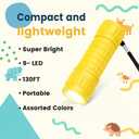 9-LED Mini Flashlight for Kids, 6 Pack Bright Small LED Flashlight Set, Bulk 6 Assorted Color Emergency Flashlight for Party, Adventure, Camping, Night Walk, Classroom Teaching, Batteries Included