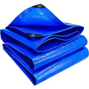 Blue Poly Tarp 26.25x39.37ft, Thick Plastic Tarp Heavy Duty, Waterproof Tarpaulin with Metal Grommets, Multipurpose Protective Cover High Durability Rip and Tear Proof
