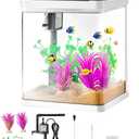 VEVOR Fish Tank Aquarium, 2 Gallon LED Square Ultra-Clear Glass Tank Temperature Monitoring Adjustable 7 Color Lighting, Self Cleaning System Fishbowl for Freshwater & Saltwater Fish Home,Office,Pet