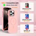 2 x Hualele for iPhone 16 Pro Max Case Cute for Women, Compatible with MagSafe, Military Grade Dropproof Translucent Matte Back Curly Wave Edge Slim Girly Phone Case 16 Pro Max Case, Light Pink