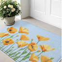LUMI Spring Floral Door Mat, Low Profile Thin Mesh Doormats, Dirt Trapper Stylish Welcome Mats, Waterproof Outside Mat for Home Decor, 24"x35", Blue