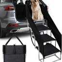 Dog Stairs with Guardrail for Large Dogs Extra Wide 20 Inch Step, 34 Inch 4 Step Non Slip Surface, Supports up to 230 lbs Designed for Oversized SUVs, Off Road Vehicles, and Pickup Trucks- Felt