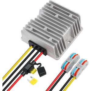 20A 240W DC 18V 20V 24V 36V 48V to 12V Voltage Converter with Fuse Step Down Regulator Buck Reducer Power Converter Waterproof Transformer for Golf Cart(Inputs 18V-60V to 12V 20A)