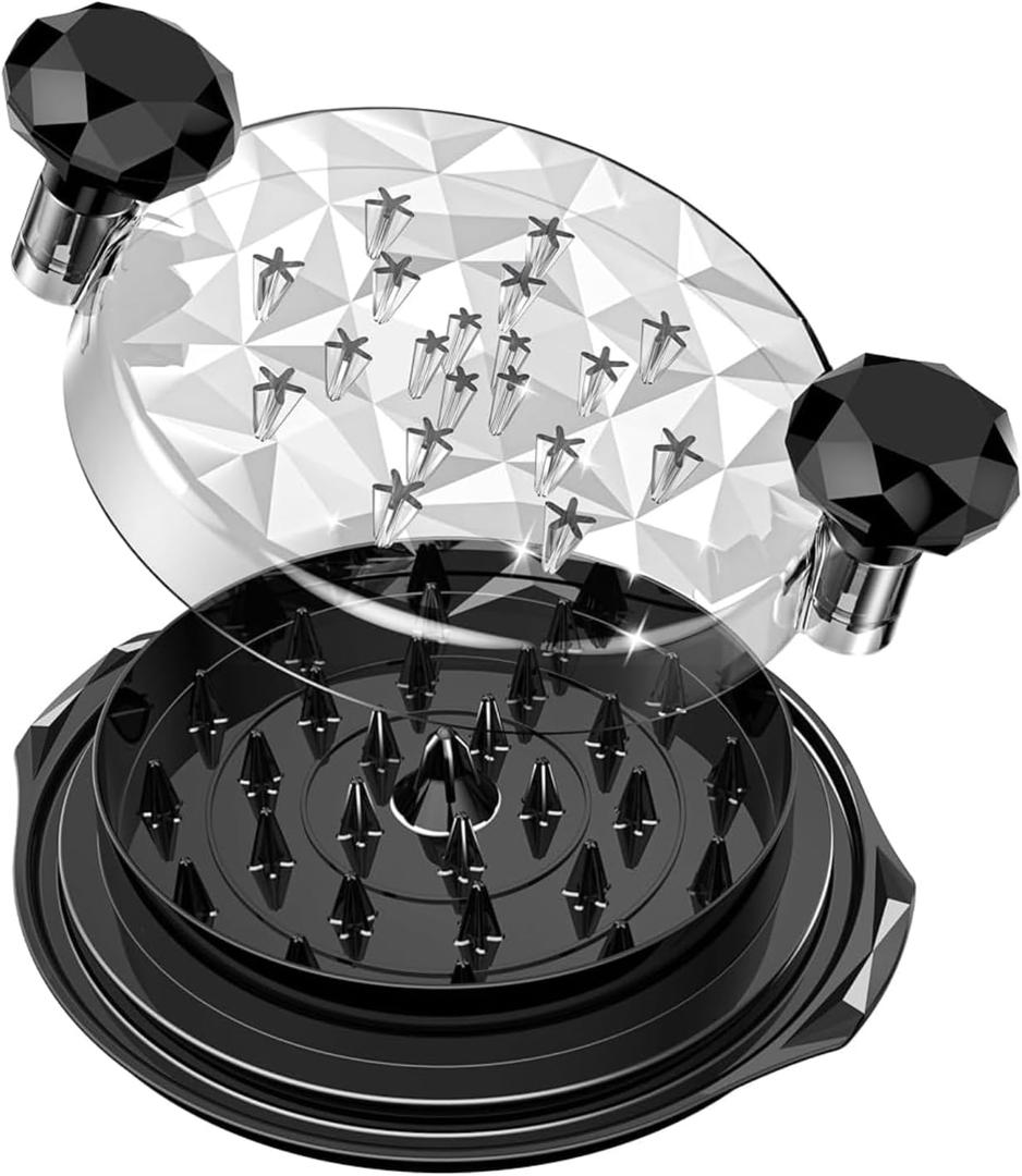 Chicken Shredder Kitchen Tool Twist, Meat Shedder with Ergonomic Handle, Manual Kitchen Tool with Non-Skid Base, Easy Cleaning, Dishwasher Safe, Meat Shredder with Mat and Transparent Lid (Black).