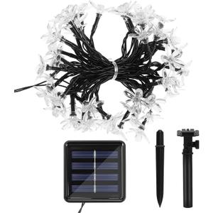 Cherry Blossom String Lights Solar-Powered Led Warm White Outdoor Decorative Lights for Garden Party Wedding