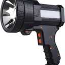 YIERBLUE Rechargeable Spotlight, Super Bright High Lumen LED Handheld Spotlight Long Lasting Large Flashlight Searchlight and Flood Camping Flashlight with Foldable Tripod Black