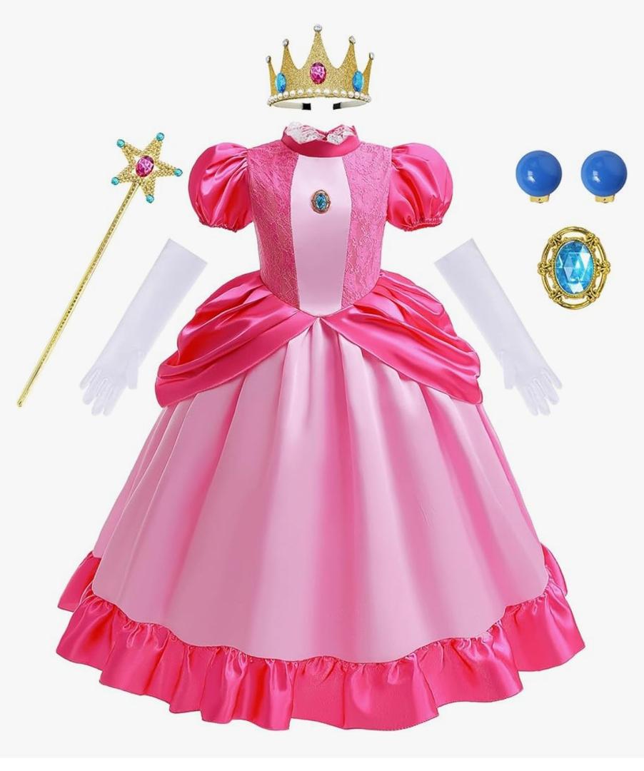 Girls Dress Cosplay Costume for Toddler Kids, Pink Birthday Party Halloween Carnival Stage Outfit 4-6 Y