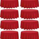 8 Pack Premium Round Tablecloth - 108 Inch Red Table Covers - Bulk Washable Polyester Fabric - Wedding Party Reception Banquet Buffet Restaurant (108 Inch Round)