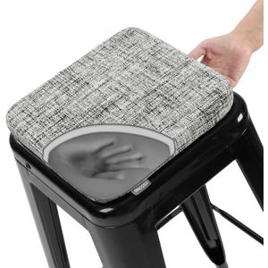 SINOSSO Memory Foam Bar Stool Cushion 1 Piece, Modern Interwoven Style Magnetic Small Chair Pad Use for Cafe Bistro Stackable Metal Stool (Square, White-Gray, 1)