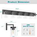 Bathroom Vanity Light, Square Design 6 Lights Morden Bathroom Lighting Fixtures Over Mirror, Black Vanity Light for Living Room/Bedroom