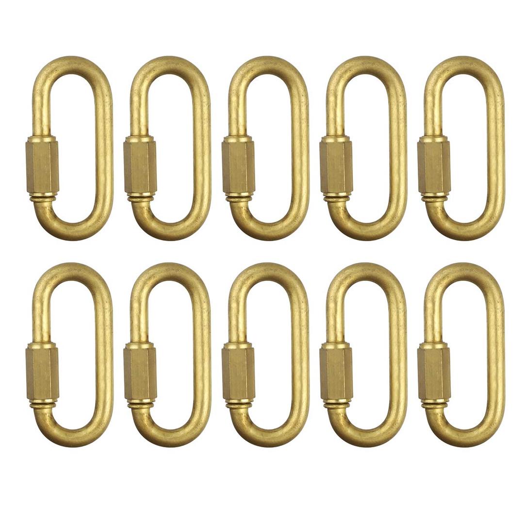 Brass Quick Links D Shape Locking Quick Chain Repair Links M5 3/16 inch Pack of 10