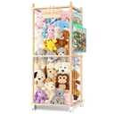 DUOQNY Stuffed Animal Storage, Wood Plush Toy Storage Organizer, Large Capacity Toy Cage with DIY Plaque Hang Small Objects, Gift for Nursery Playroom Kidroom Bedroom (54-Inch)
