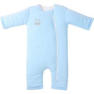 Premium Cotton Baby Sleep Sacks with Legs Warm Winter 3-6 Months 2.5 Tog, Wearable Blanket Sleeping Bag for Easy Diaper Changing Transition Unisex Sleep sacks for Newborn Infant Girls Boys Blue S
