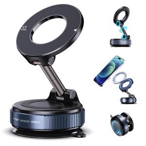 JFCHSK Vacuum Magnetic Phone Holder, Compatible with Magsafe iPhone and All Smartphones, Car/Gym/Kitchen/Mirror/Smooth Surface, Vacuum Suction Phone Mount