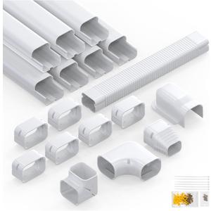 Flamorrow Decorative PVC Line Set Cover Kit, 3" 25 Ft Line Cover Kit for Ductless Mini Split Air Conditioner, Central AC and Heat Pump System