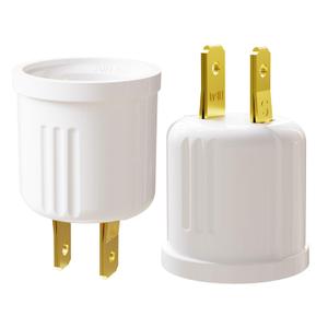 Outlet to Socket Adapter, Convert Outlet to E26 Light Bulb Socket, Plug-in Light Socket, 2 Pack