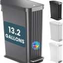 iTouchless 13.2 Gallon / 50 Liter Dog Poop Trash Can with Lid & AbsorbX Odor Filter, Indoor & Outdoor Rust-Proof Pet Waste Bin, Soft-Close Step Pedal, Large Capacity Recycle Bin, Matte Gray