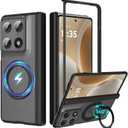 for Motorola Razr Fold Case with 360 Magnetic Stand [Compatible with MagSafe] [Hinge Protection] Translucent Matte Hard Shockproof with Anti-Fingerprint Phone Cover for Moto Razr Fold 2026 (Black)