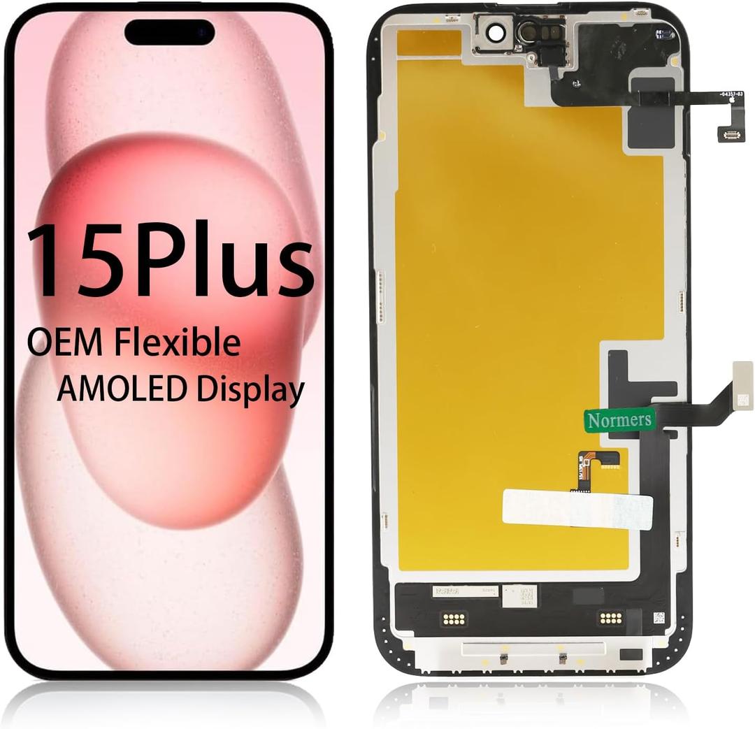 OEM-Grade Quality for iPhone 15 Plus Screen Replacement, 6.7 Inch AMOLED Display, Equipped with 3D LCD Touch Digitizer, Protective Film and Repair Tools with Light Sensor Flex