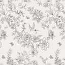 Froluya Black and Cream White Floral Wallpaper Peel and Stick Wallpaper 17.7in×393.7in Vintage Floral Contact Paper Flowers Birds Removable Self Adhesive Decorative Wall Paper for Bathroom Cabinets