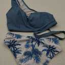 Queenstyle Girls Swimsuits Bikini Set Kids Cutout Bathing Suit Bikini Top Two Piece Girls' Swimwear (15-16 Years, Navy Blue)