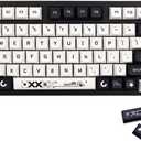 JSJT Key Caps XDA Profile Black and White Keycaps, 126 Keys Theme PBT Dye Sublimation Custom Keycap Set for US/ISO Layout Cherry MX Switch Mechanical Keyboards