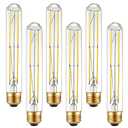 Arberlic 7.3 Inch T10 LED Bulb,6W E26 LED Bulb dimmable Equivalent E26 Bulb 60 watt,Neutral White 4000K,600lm,CRI85+,AC120V,Clear Glass Long Tubular Light Bulb,Flicker-Free,Pack of 6