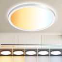 zemty13 inch Ceiling Light Fixture, 3000K/3500K/4000K/5000K/6500K Adjustable LED Flush Mount Ceiling Light, 2400LM 24W Round Flat Lamp for Kitchen Bathroom Bedroom,White (13in-1pack)