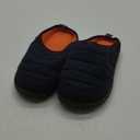LongBay Mens Slip on Slippers Two-Tone Indoor Outdoor House Shoes Memory Foam Camping Garden Down Clogs (11, Navy Blue)
