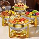 Chafing Dishes for Buffet with Glass Lid, 6.5QT 4 Pack Round ,Gold