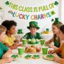 StarryOcean St Patricks Day Classroom Banner - This Class is Full of Luck Charm Banner, St. Patrick's Day Classroom Decorations, Lucky Green Shamrock Clover Garland for March Bulletin Board