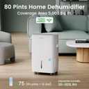 Waykar 80 Pints 2025 Energy Star Dehumidifier for Spaces up to 5,000 Sq. Ft for Basement and Home, Large Room with Drain Hose and 1.14 Gallons Water Tank