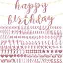 TaoBary 167 Pcs DIY Banner Kit Happy Birthday Glitter Banner Customizable Glitter Make Your Own Kit 162 Letters Symbols and Numbers 3 Rope for Birthday Halloween Wedding Christmas(Rose Gold)