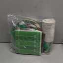 Gatherfun Football Party Supplies Kit Serve 24,Includes Dinner Plates, Dessert Napkins, Cups,Banner and Touchdown Tablecloth for Birthday Gameday Tailgate Decorations, Green (2023053002)