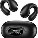 Ultra Open Ear Earbuds, Clip On Wireless Headphones with Open Ear Comfort, Black
