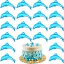 Taiyin 125 Pcs Acrylic Dolphins Cupcake Toppers Blue Dolphin Figurines Birthday Party Decorations Dolphin Cake Topper for Sea Nautical Mermaid Themed Birthday Party Favors Baby Shower Decorations