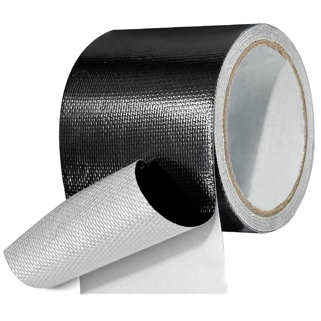 Waterproof Repair Tape for Fabric, Awning, RV Roof, Underbelly, Tarp, Tent, Sail and Boat Cover Outdoor Repair Patch, Heavy Duty, UVproof, Multipurpose Black (3 inch x 25FT)