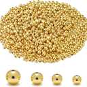 CNONE 310Pcs 18K Gold Filled Spacer Beads for Jewelry Bracelets Making,Round Bracelet Beads,Small Ball Gold Filled Beads for Bracelet Necklace Jewelry Bulk Handmade Supply (6mm)