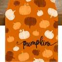 RABUSOFA Orange Rust White Pumpkin Fall Table Runner,Seasonal Autumn Kitchen Dining Table Holiday Thanksgiving Decoration for Home Party Decor 13x90 Inch