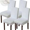 Genina Waterproof Chair Covers for Dining Room Dining Chair Covers Kitchen Parsons Chair Covers (White, 4 PCS)