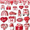 24 Pcs Valentine's Day Ornaments for Tree Wood, Both Side Printing Valentines Day Tree Decorations Hanging Ornaments for Home Indoor Outdoor Decorations