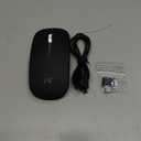 HOTLIFE LED Wireless Mouse, Slim Rechargeable Silent Portable USB Optical 2.4G Wireless Bluetooth Two Mode Computer Mice with USB Receiver and Type C Adapter (Black)