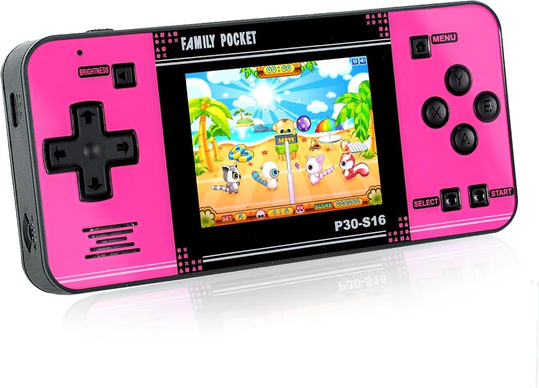 Handheld Game for Kids -Preloaded 220 Retro Video Games, Portable Gaming Player with Rechargeable Battery 3.0" LCD Screen, Mini Arcade Electronic Toy Gifts for Boys Girls (Black+Pink)