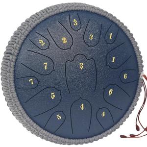 Steel Tongue Drum 12 Inches 15 Notes Musical Instruments, D Major Percussion Instrument with Soft Bag, Music Book and 2 Mallets for Meditation (blue)
